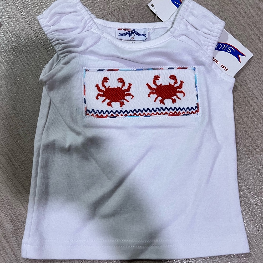 Silly Goose Smocks 12m Baby Girl Crab Shirt